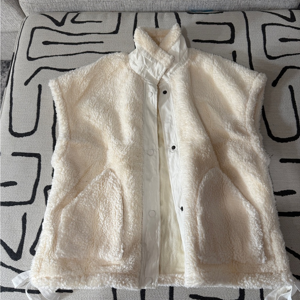 Cream Sherpa Vest with Pockets